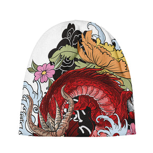 Red Japanese Dragon Tattoo Print Beanie