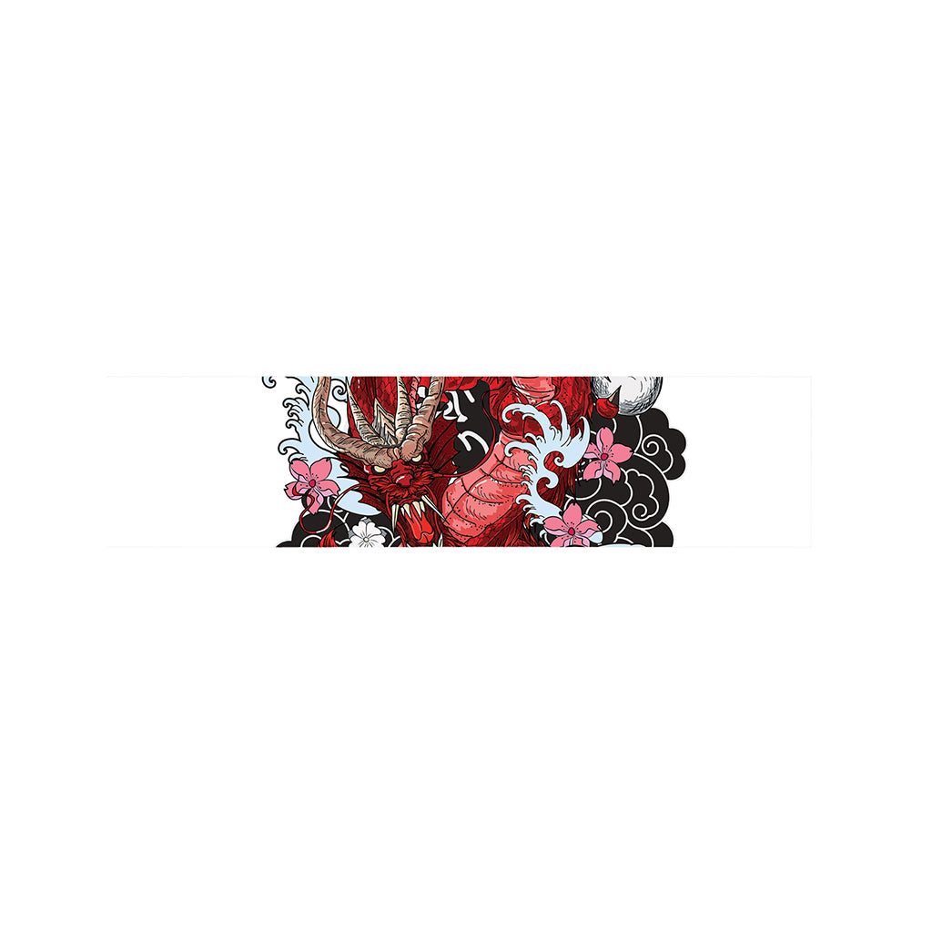 Red Japanese Dragon Tattoo Print Bed Runner