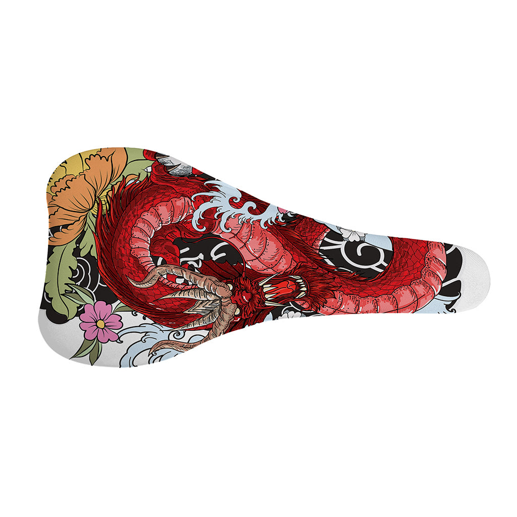 Red Japanese Dragon Tattoo Print Bicycle Seat Cover