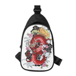 Red Japanese Dragon Tattoo Print Chest Bag