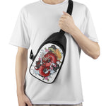 Red Japanese Dragon Tattoo Print Chest Bag
