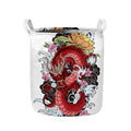 Red Japanese Dragon Tattoo Print Collapsible Laundry Basket