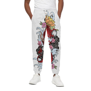 Red Japanese Dragon Tattoo Print Cotton Pants