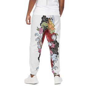 Red Japanese Dragon Tattoo Print Cotton Pants