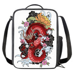 Red Japanese Dragon Tattoo Print Crossbody Lunch Bag