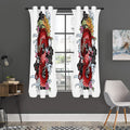 Red Japanese Dragon Tattoo Print Grommet Curtain Panels