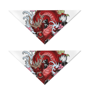 Red Japanese Dragon Tattoo Print Dog Bandana