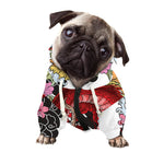 Red Japanese Dragon Tattoo Print Dog Zip Up Hoodie