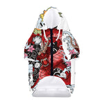 Red Japanese Dragon Tattoo Print Dog Zip Up Hoodie