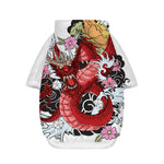 Red Japanese Dragon Tattoo Print Dog Zip Up Hoodie