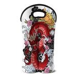 Red Japanese Dragon Tattoo Print Double Neoprene Wine Tote