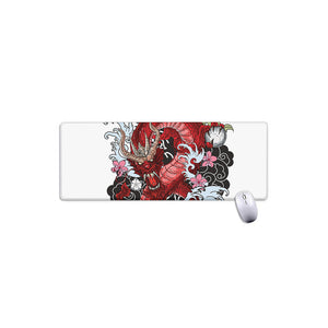 Red Japanese Dragon Tattoo Print Extended Mouse Pad