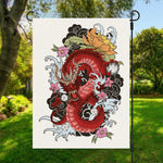 Red Japanese Dragon Tattoo Print Garden Flag