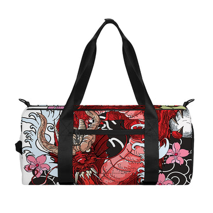 Red Japanese Dragon Tattoo Print Gym Bag