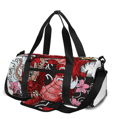 Red Japanese Dragon Tattoo Print Gym Bag