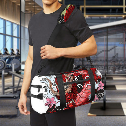 Red Japanese Dragon Tattoo Print Gym Bag