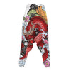 Red Japanese Dragon Tattoo Print Hammer Pants