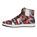 Red Japanese Dragon Tattoo Print High Top Leather Sneakers