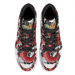 Red Japanese Dragon Tattoo Print High Top Leather Sneakers