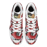 Red Japanese Dragon Tattoo Print High Top Leather Sneakers