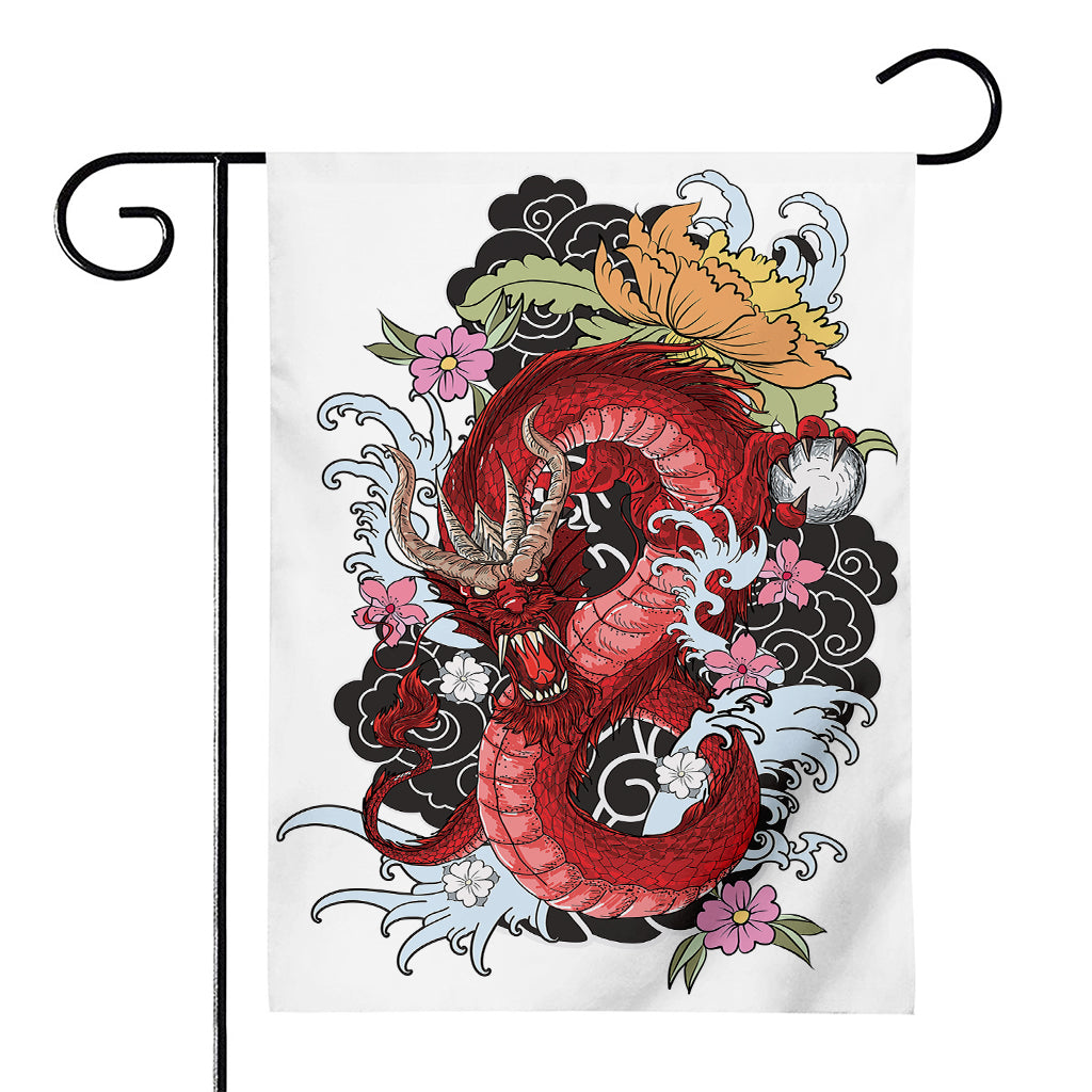 Red Japanese Dragon Tattoo Print House Flag