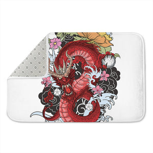 Red Japanese Dragon Tattoo Print Indoor Door Mat