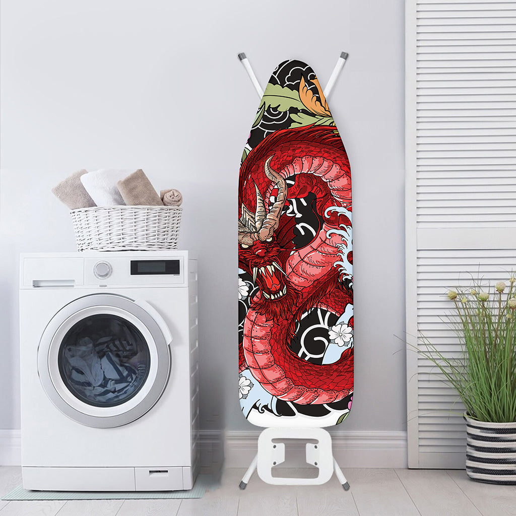 Red Japanese Dragon Tattoo Print Ironing Board Cover