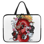 Red Japanese Dragon Tattoo Print Laptop Sleeve With Handle