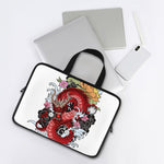Red Japanese Dragon Tattoo Print Laptop Sleeve With Handle