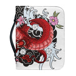 Red Japanese Dragon Tattoo Print Leather Bible Cover