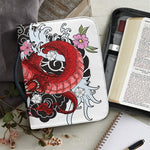 Red Japanese Dragon Tattoo Print Leather Bible Cover