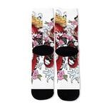 Red Japanese Dragon Tattoo Print Long Socks