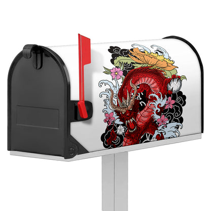 Red Japanese Dragon Tattoo Print Mailbox Cover