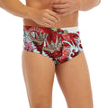 Red Japanese Dragon Tattoo Print Men's Briefs