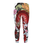 Red Japanese Dragon Tattoo Print Men's leggings