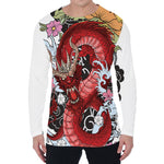 Red Japanese Dragon Tattoo Print Men's Long Sleeve T-Shirt