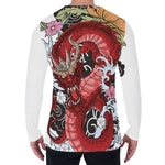 Red Japanese Dragon Tattoo Print Men's Long Sleeve T-Shirt