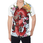 Red Japanese Dragon Tattoo Print Men's Shirt