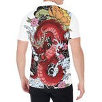 Red Japanese Dragon Tattoo Print Men's Shirt