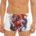 Red Japanese Dragon Tattoo Print Men's Short Boxer Briefs