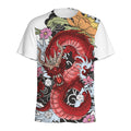 Red Japanese Dragon Tattoo Print Men's Athletic T-Shirt