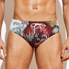 Red Japanese Dragon Tattoo Print Men's Swim Briefs