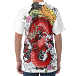 Red Japanese Dragon Tattoo Print Men's Velvet T-Shirt