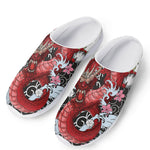 Red Japanese Dragon Tattoo Print Mesh Casual Shoes