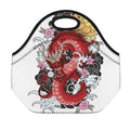 Red Japanese Dragon Tattoo Print Neoprene Lunch Bag
