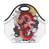 Red Japanese Dragon Tattoo Print Neoprene Lunch Bag