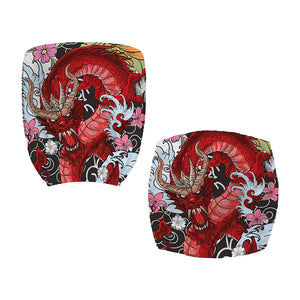 Red Japanese Dragon Tattoo Print Office Chair Cover