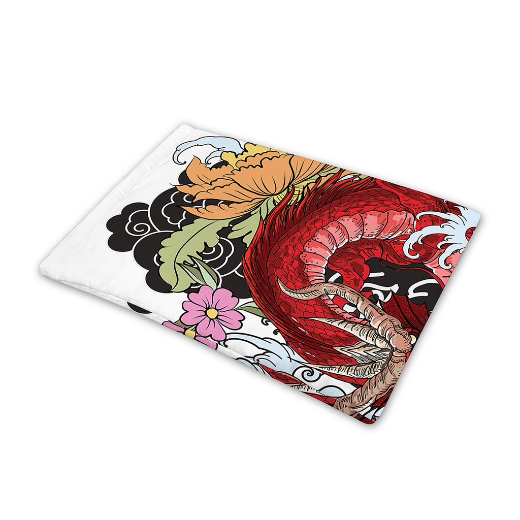 Red Japanese Dragon Tattoo Print Pet Cooling Mat Cover