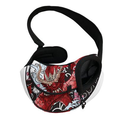 Red Japanese Dragon Tattoo Print Pet Sling Carrier