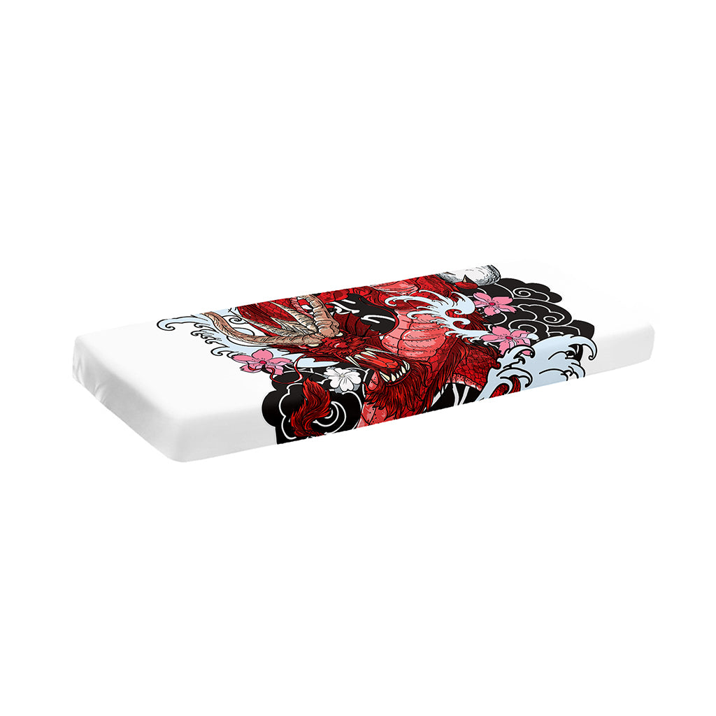 Red Japanese Dragon Tattoo Print Piano Keyboard Cover